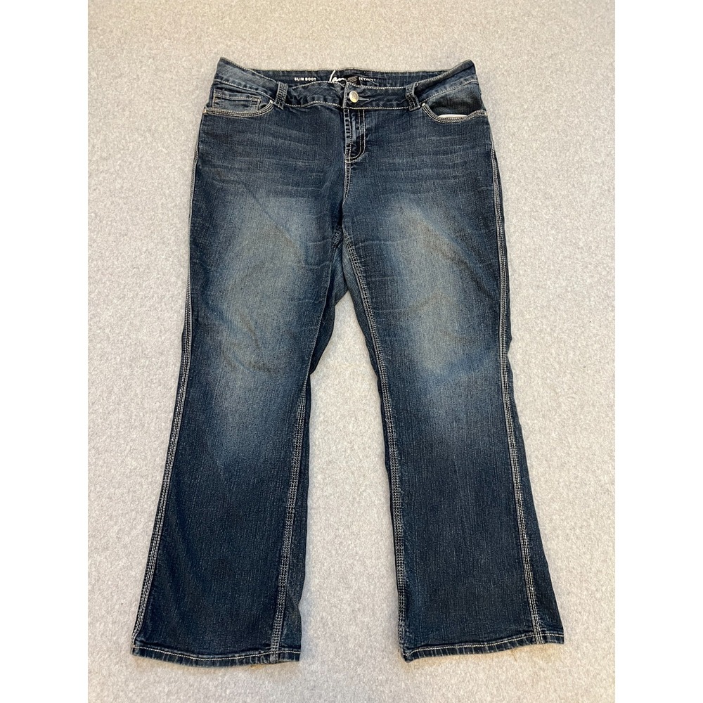 Lane Bryant Slim Bootcut Jeans Women's Plus 18 Blue Medium Wash Y2K Flap Pocket‎